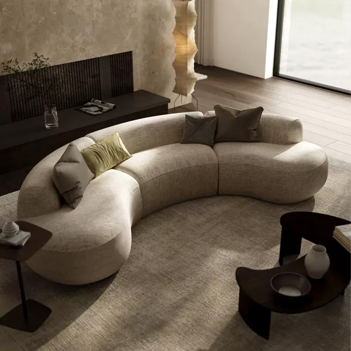 Wabi-Sabi Style Sectional Sofa with U-Shaped Design