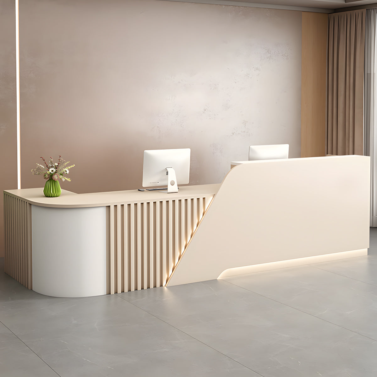 Reception Desk, office room scene, for reception area or front office, commercial reception furniture