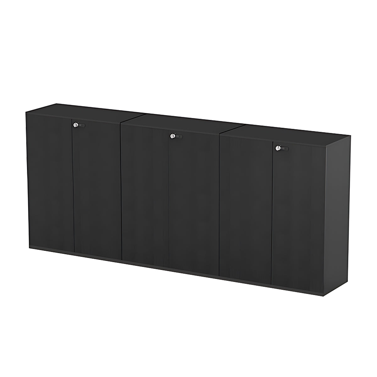Large Black Storage Cabinet Eco Friendly with Wood Grain Finish