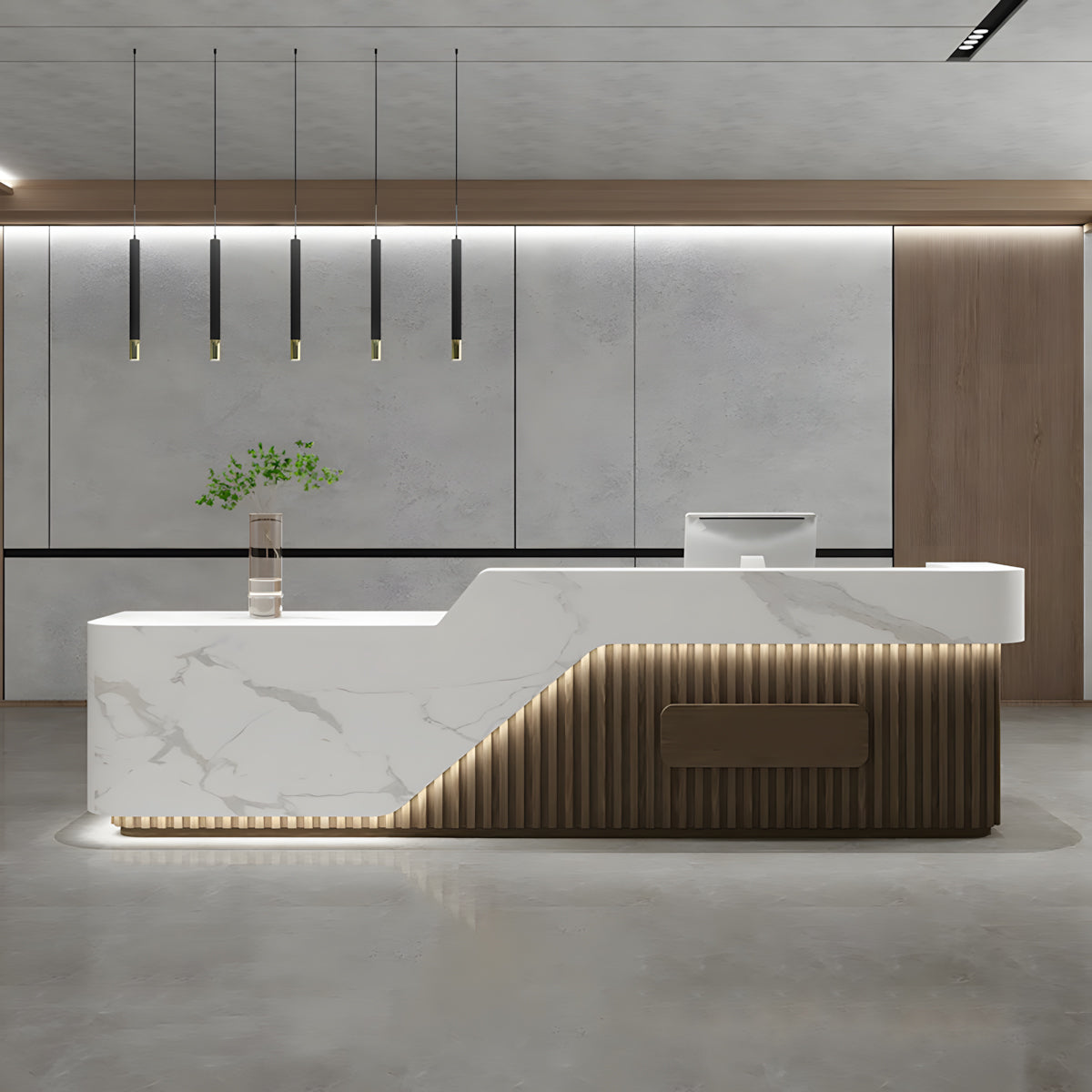 Modern Reception Desk with Under-Counter Storage for Front Office Counter for Company（Stock Items）