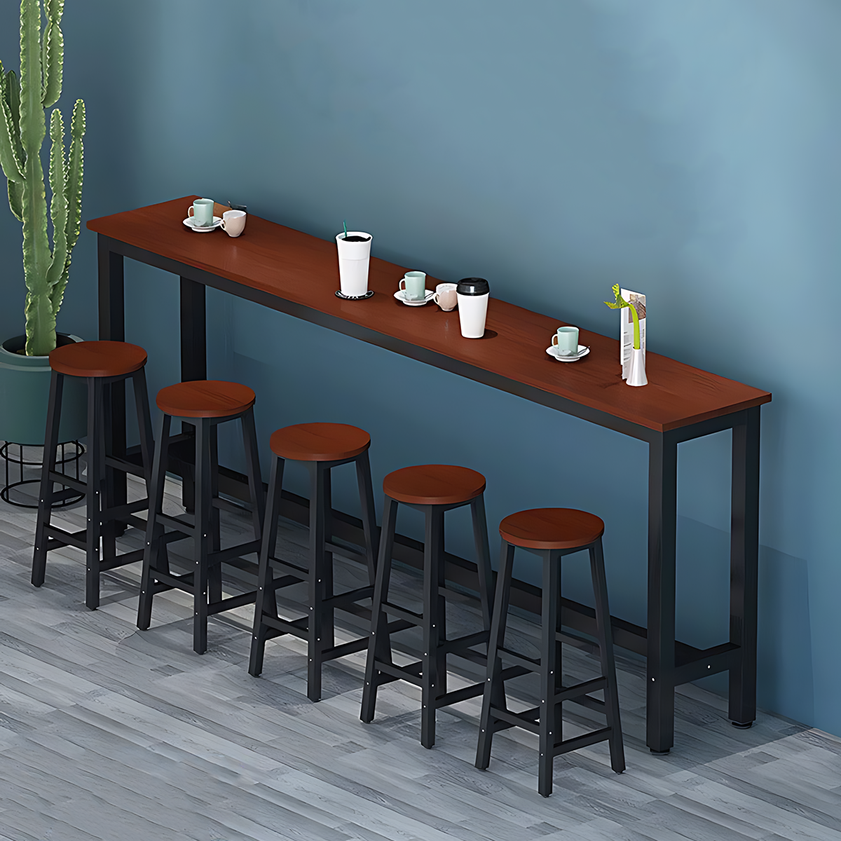 Solid Wood Bar Table Narrow Long Bar Top Table