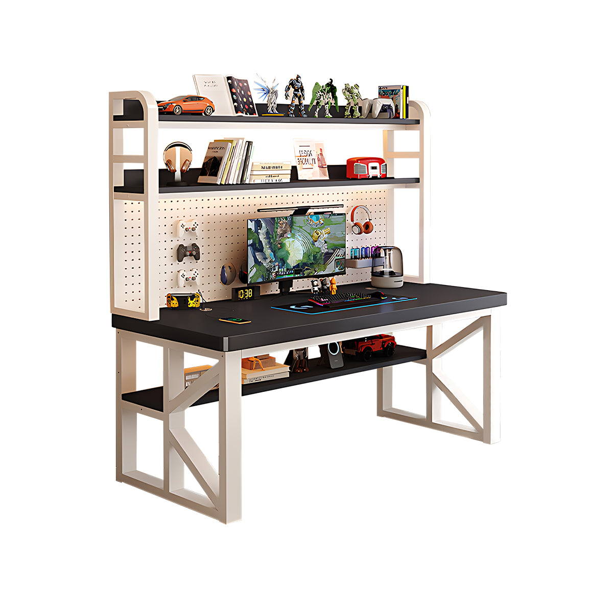 Modern Solid Wood Desk with Multi-Functional Storage & Efficient Organization