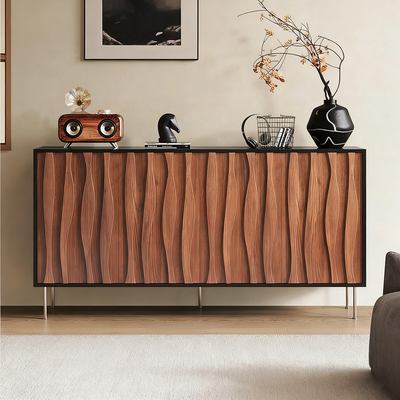 Modern Two-Tone Storage Cabinet, Minimalist Vintage Design, Adjustable Shelves