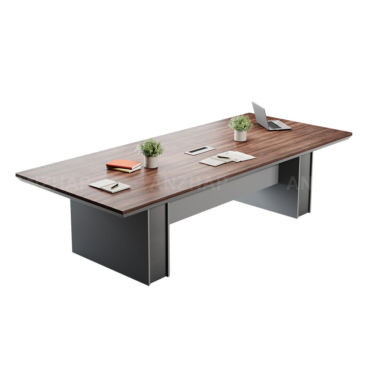 Rectangular Conference Table with a Sturdy Wooden Base