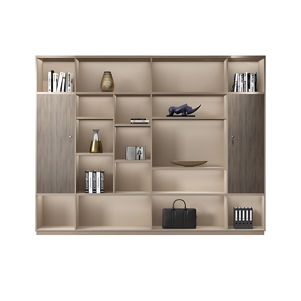 Luxury L-Shaped Executive Desk with Side Cabinet & Cable Management