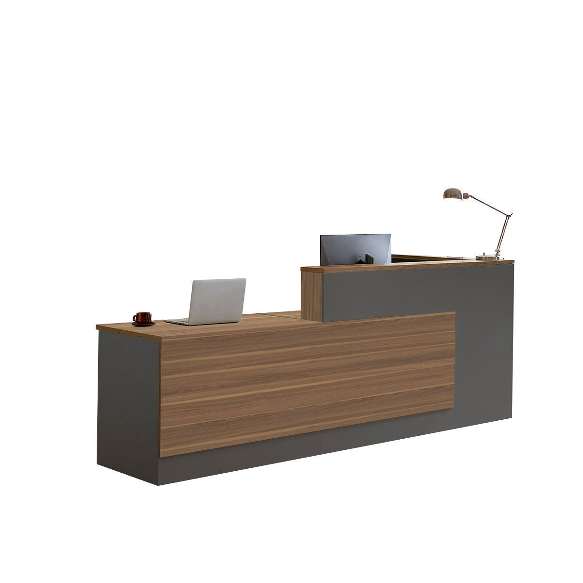 Modern Reception Desk 87 in Wide with Lockable Drawers, Transaction Counter & for Salon & Spa（Stock Items）