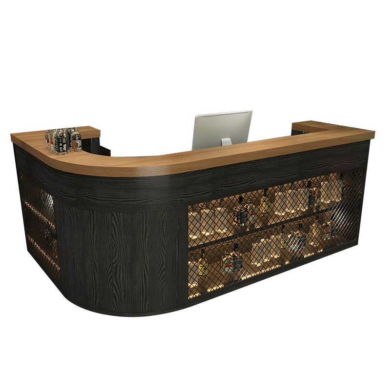 L-Shaped Reception Desk 110 in Wide with File Drawers & Lumbar Support for Office Lobby（Stock Items）