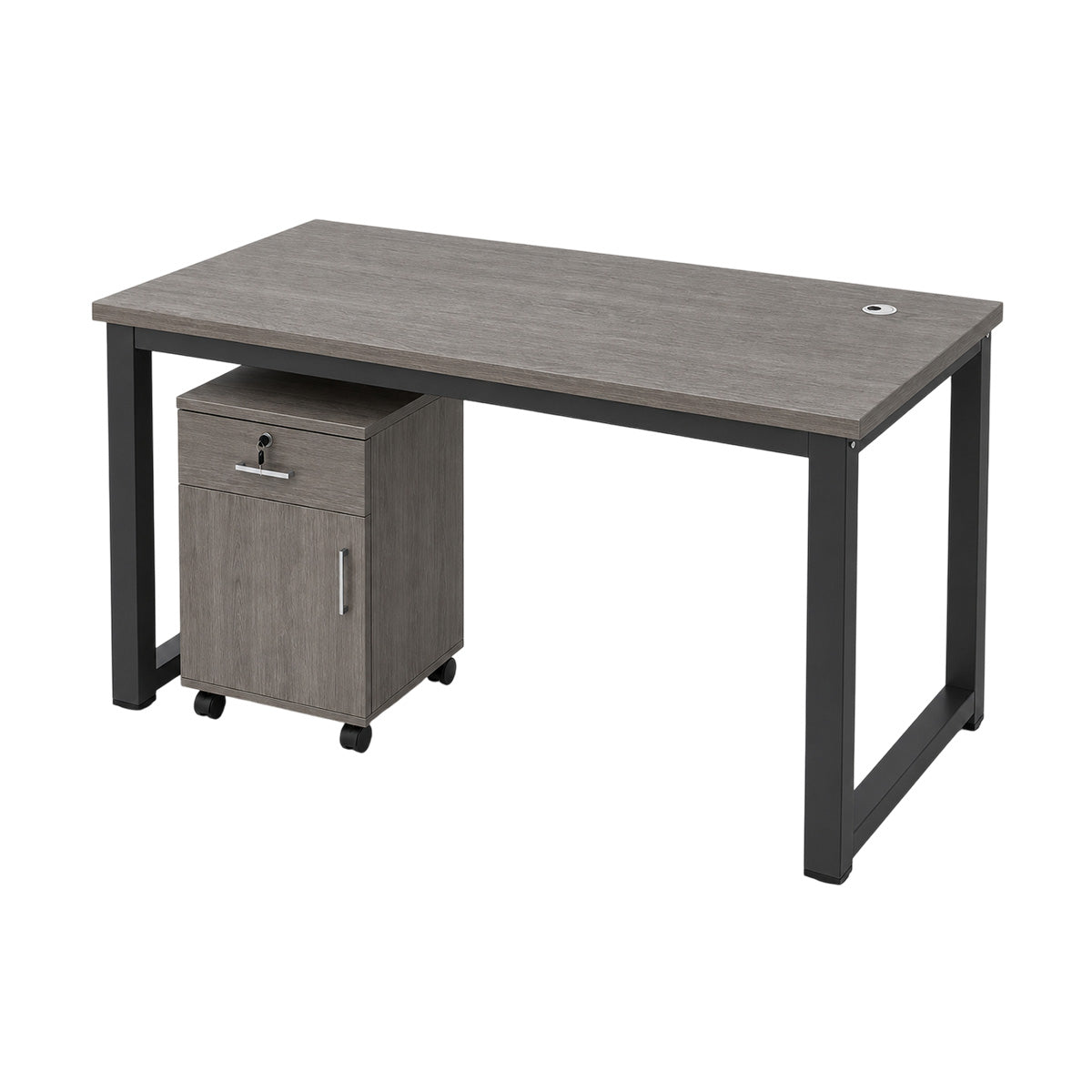 Modular Office Workstation Desk with Privacy Panels, Cable Grommets and Storage