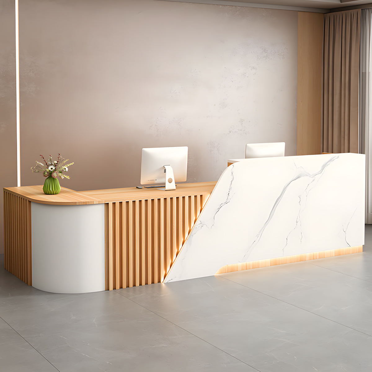 Reception Desk, angled product view, for reception area or front office, commercial reception furniture