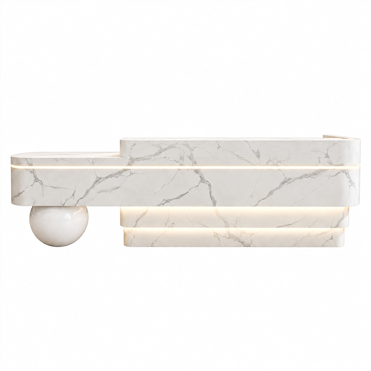 Reception Desk / Color: White Marble-look Texture