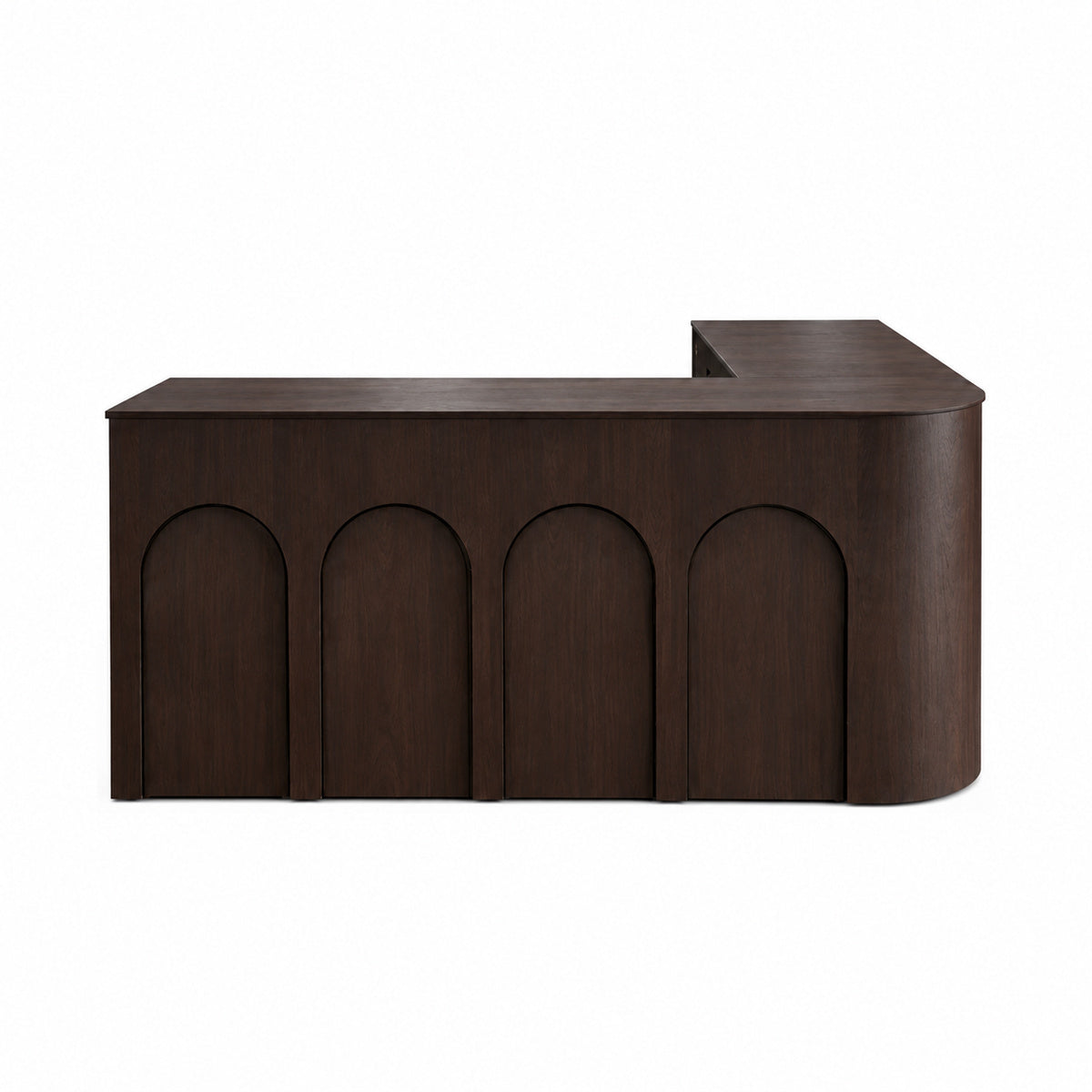 Modern L-shaped Reception Desk | Retail Checkout & Cash Wrap Counter - Left Return (When Seated) - Matte Black