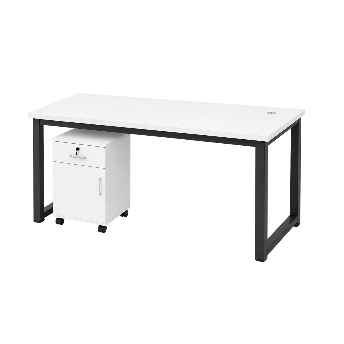 Modular Office Workstation Desk with Privacy Panels, Cable Grommets and Storage