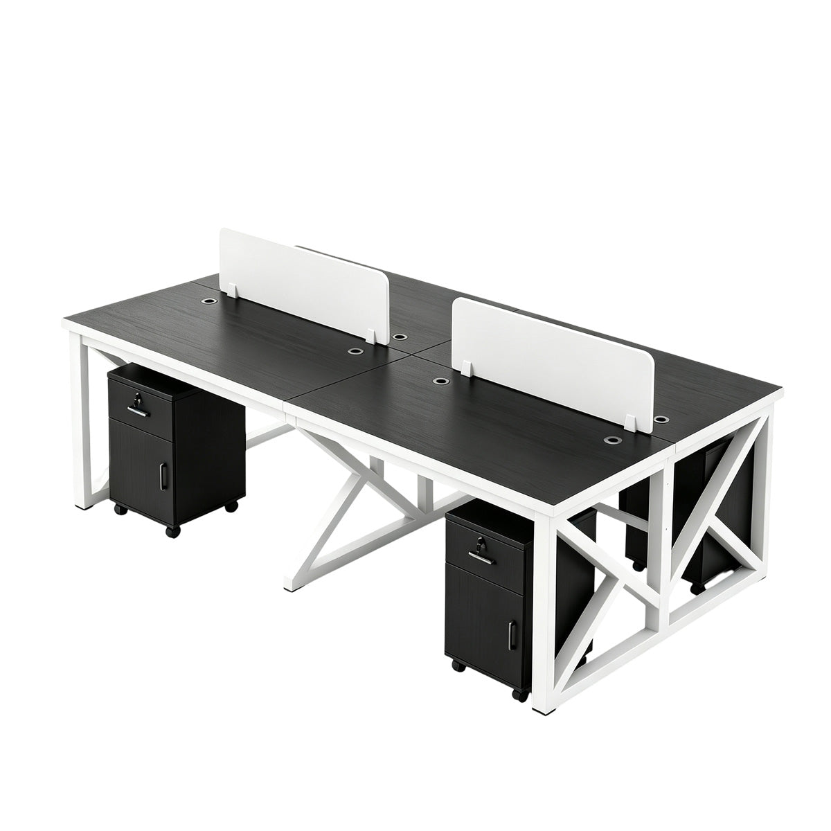 Modular Office Workstation Desk with Privacy Panels, Cable Grommets and Storage