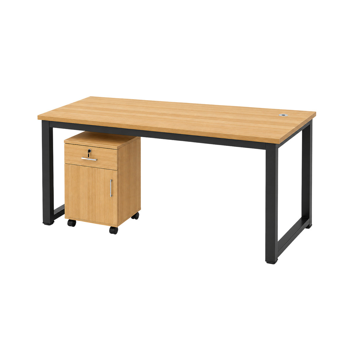 Modular Office Workstation Desk with Privacy Panels, Cable Grommets and Storage