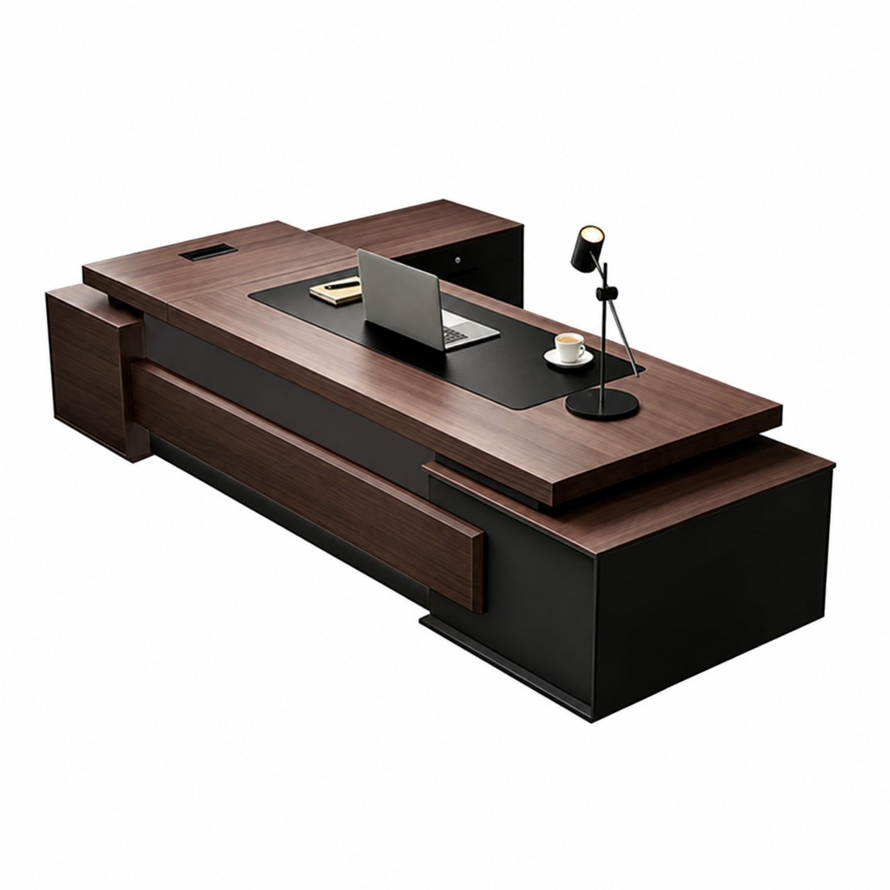 Modern L-Shaped Executive Desk 21–134 in Wide with Cable Management, Built-In Power Outlets, File Drawers & for Home Office
