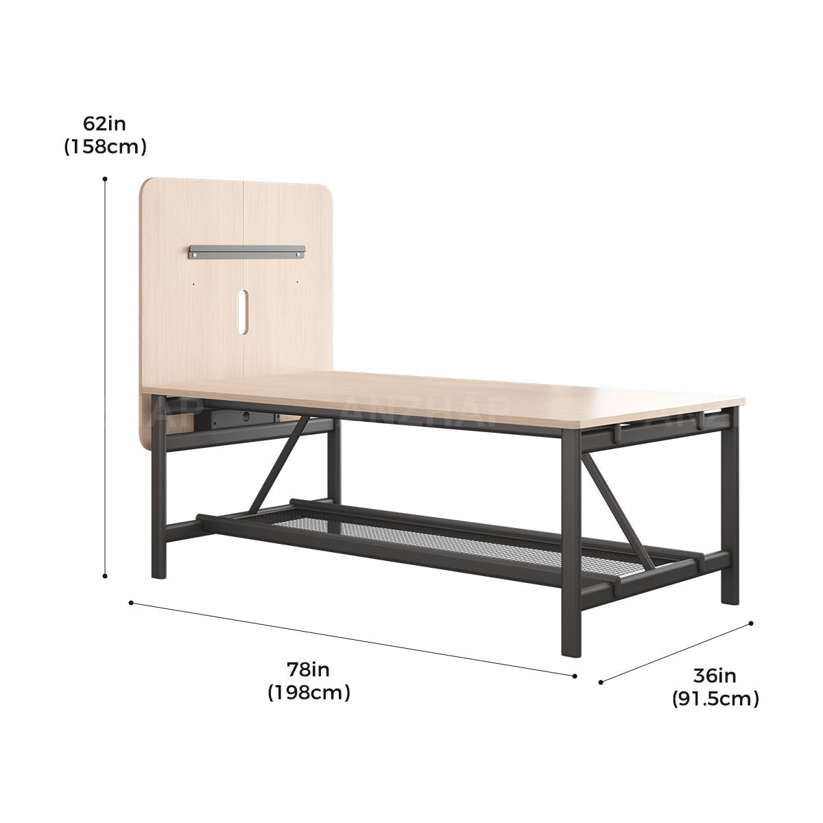 Conference Table with Display Mounting Panel, Metal Frame & Under-Table Mesh Storage（Stock Items）