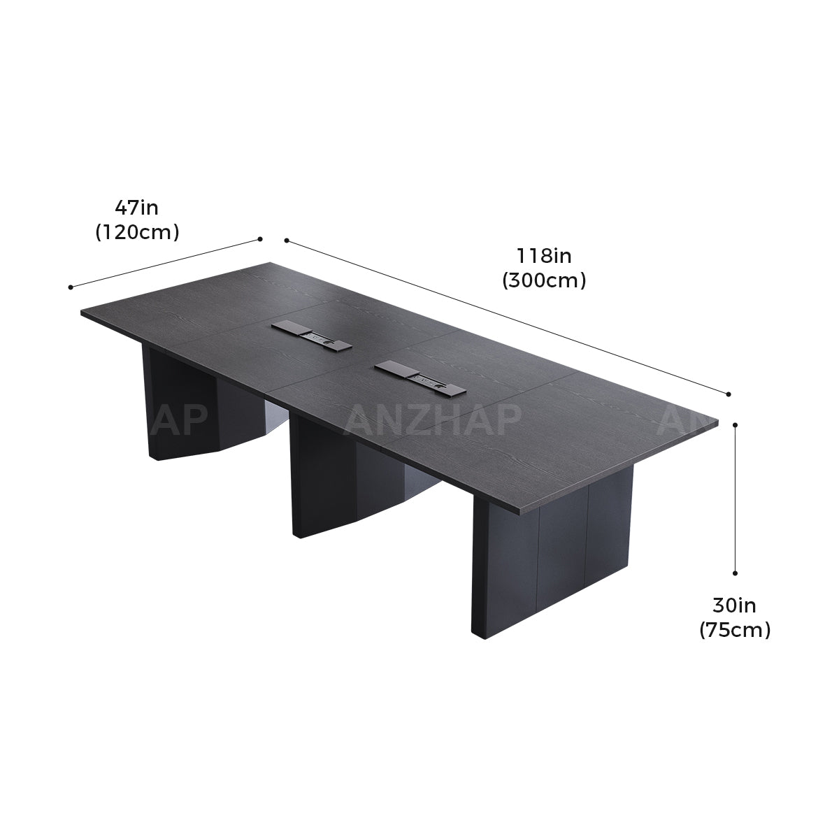 Large Conference Table with Built-In Power, Cable Management & Thick Sectioned Top（Stock Items）