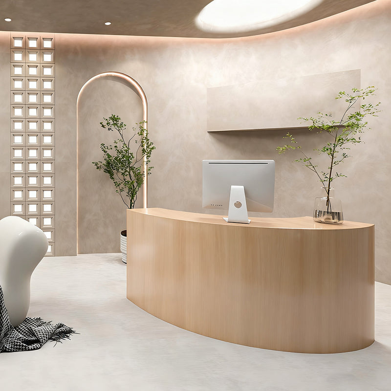 Original Wooden Southeast Asian Style Curved Reception Desk