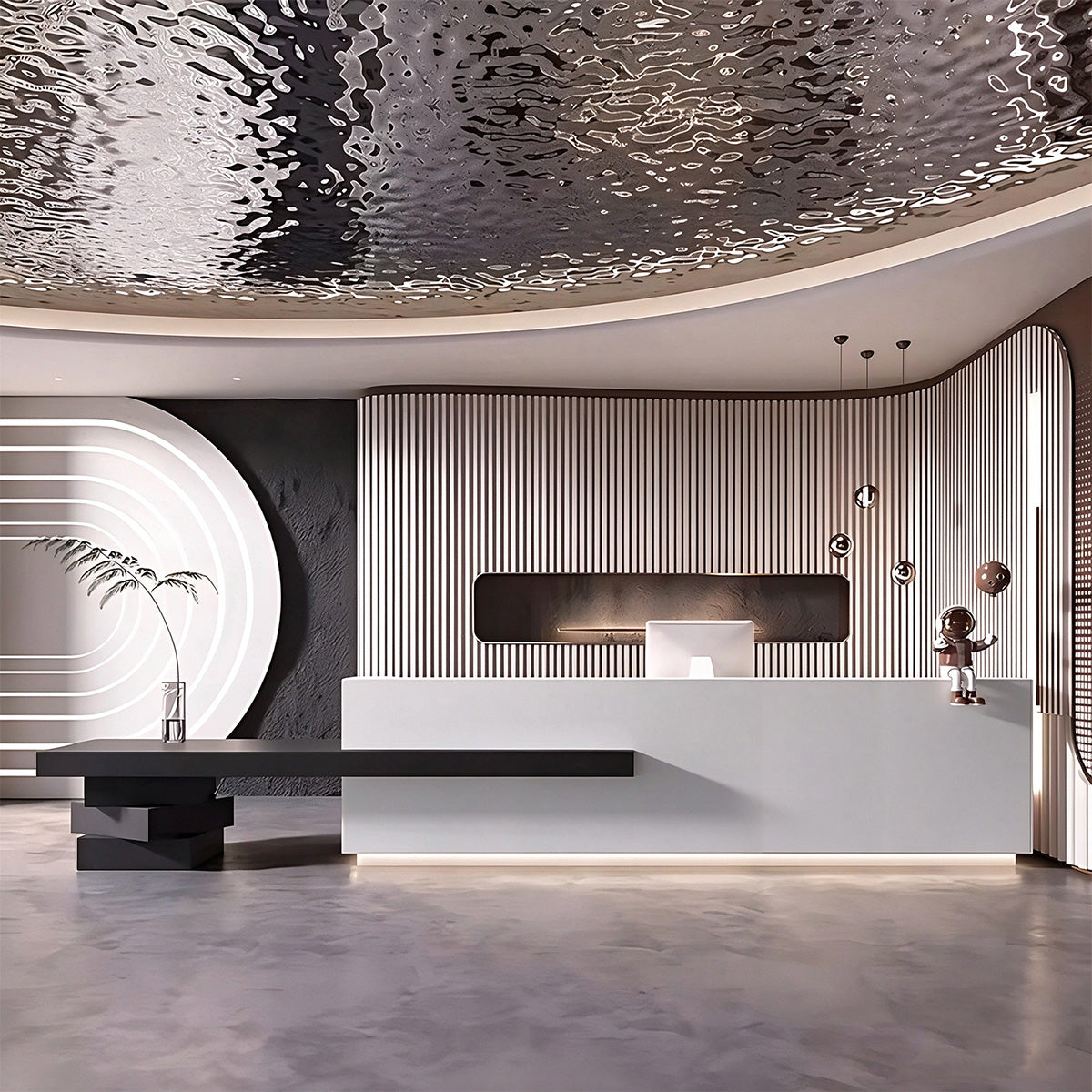 Commercial Reception Desk with Dual Countertop & Large Storage Space