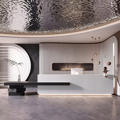 Commercial Reception Desk with Dual Countertop & Large Storage Space