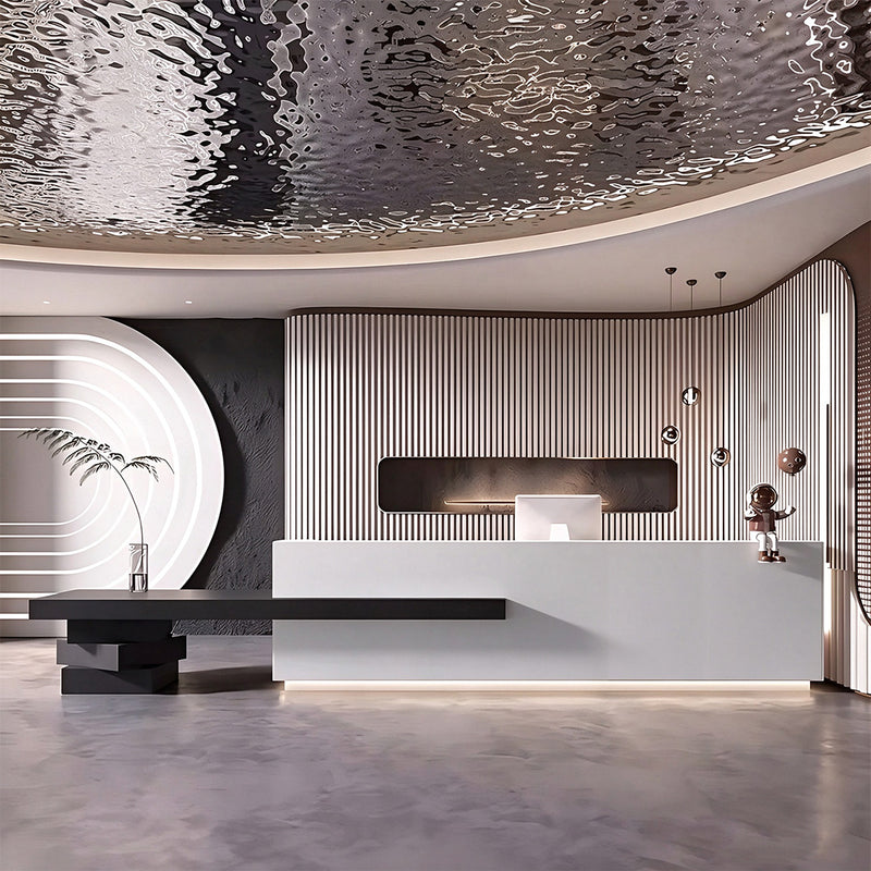 Commercial Reception Desk with Dual Countertop & Large Storage Space