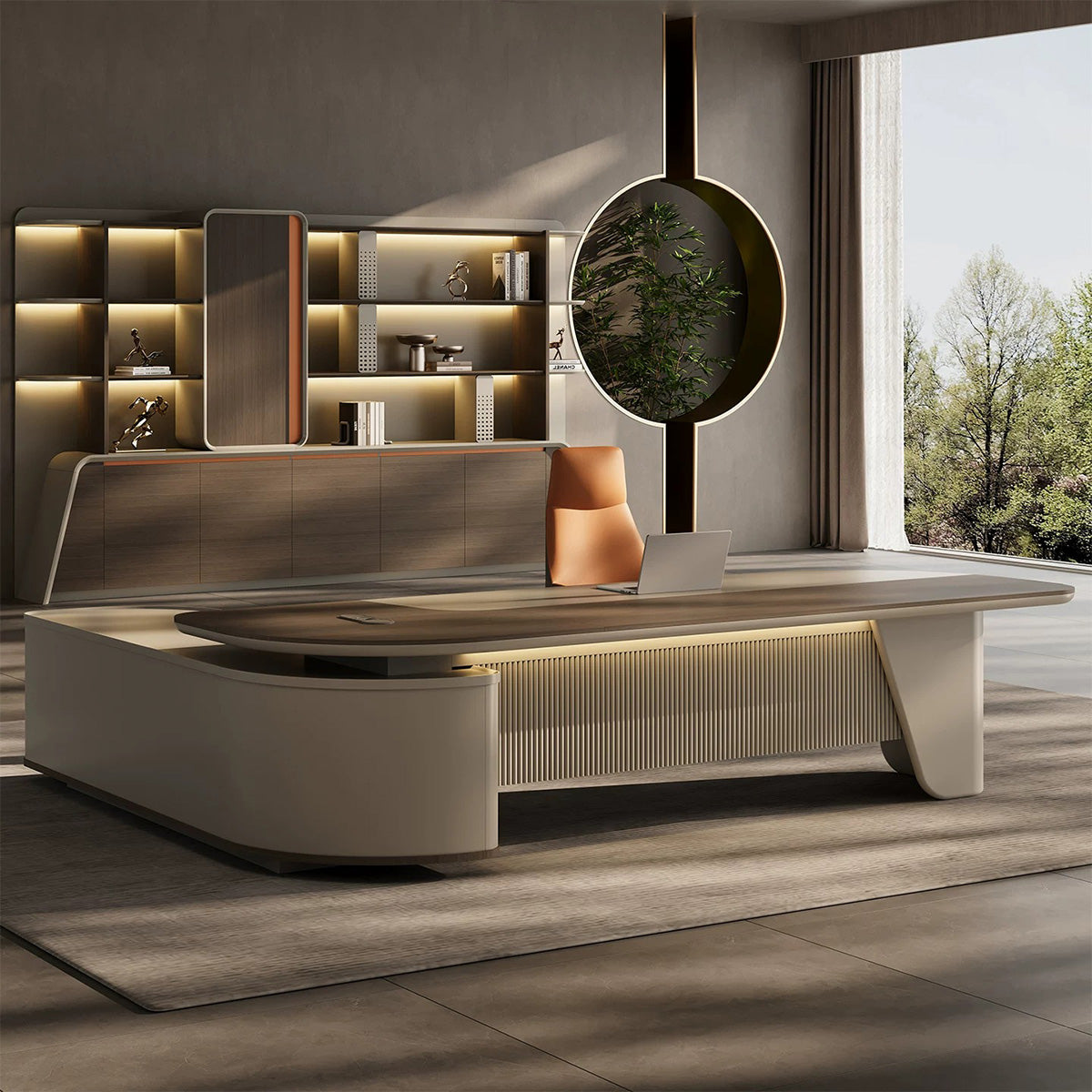Modern Executive Desk with Smart Cable Box & Side Storage