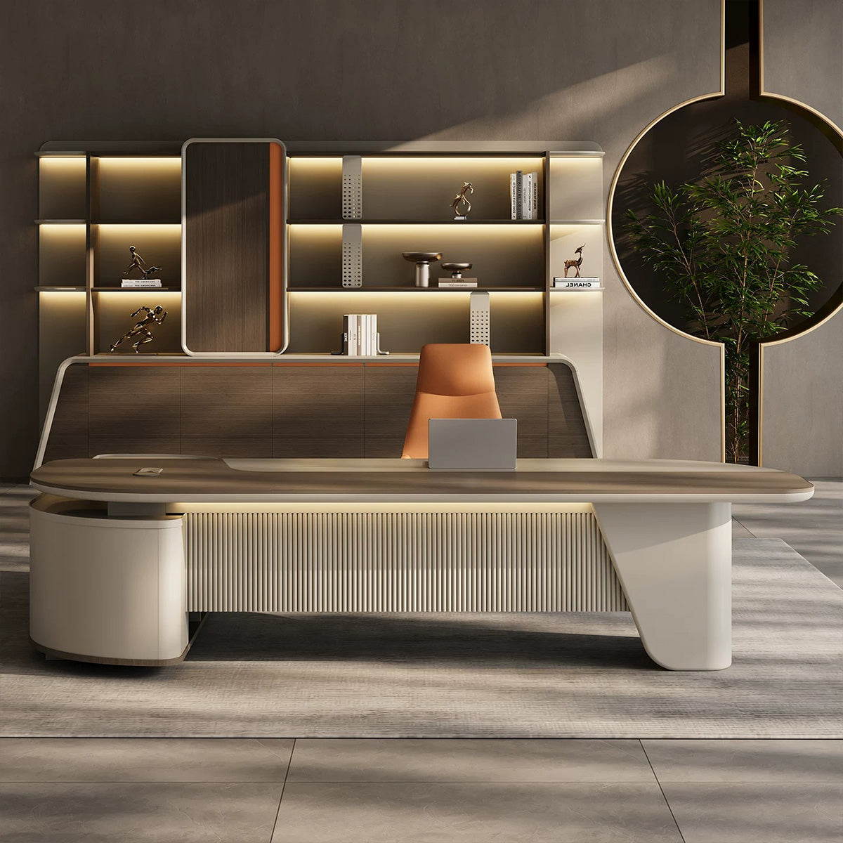 Modern Executive Desk with Smart Cable Box & Side Storage