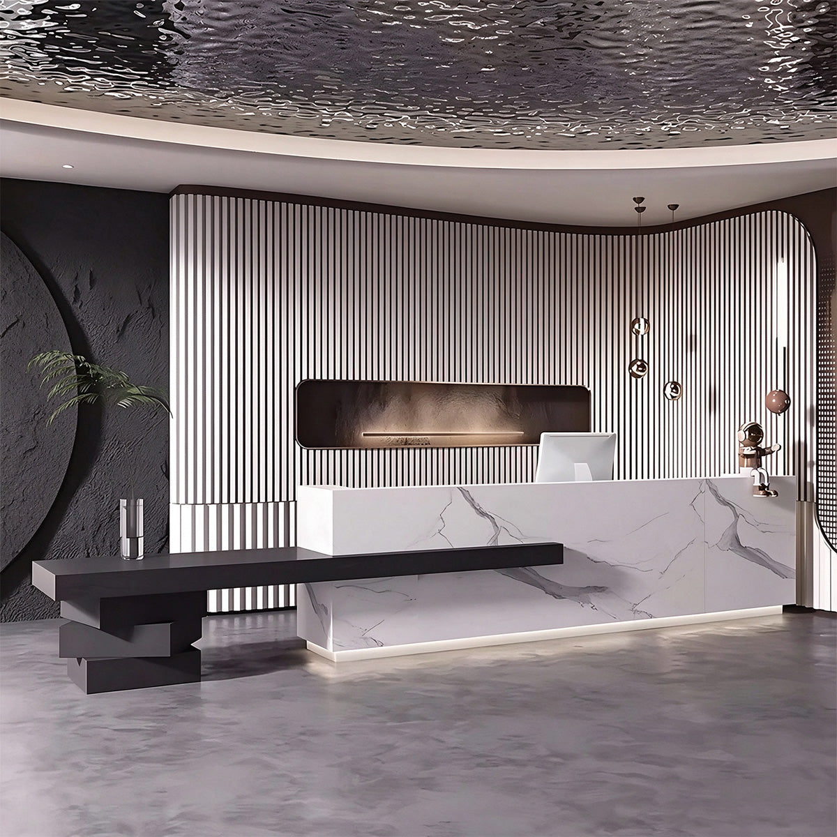 Commercial Reception Desk with Dual Countertop & Large Storage Space
