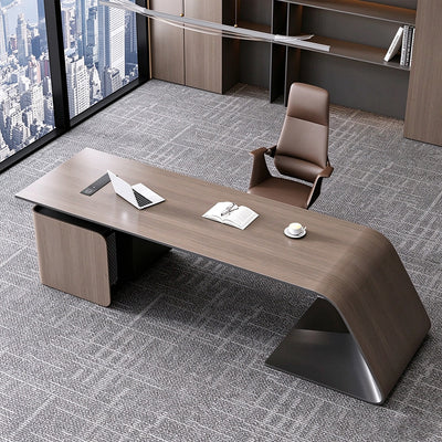Premium Executive Desk with Wood Veneer Finish, Smart Cable Box & Spacious Side Storage