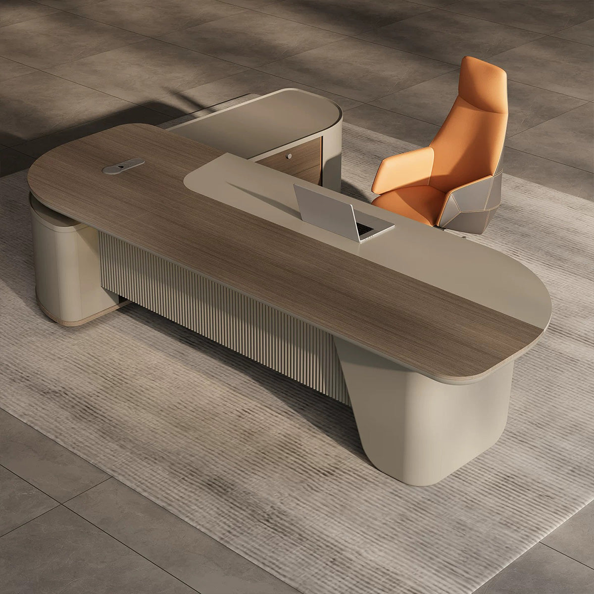 Modern Executive Desk with Smart Cable Box & Side Storage