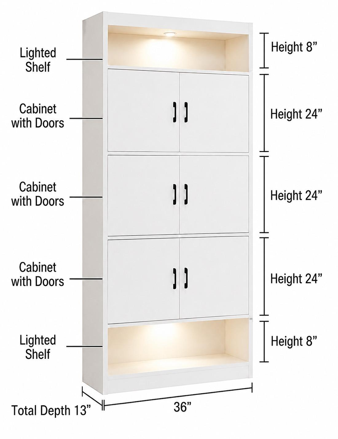 Modern White Beauty Salon Display Cabinet with LED Lights