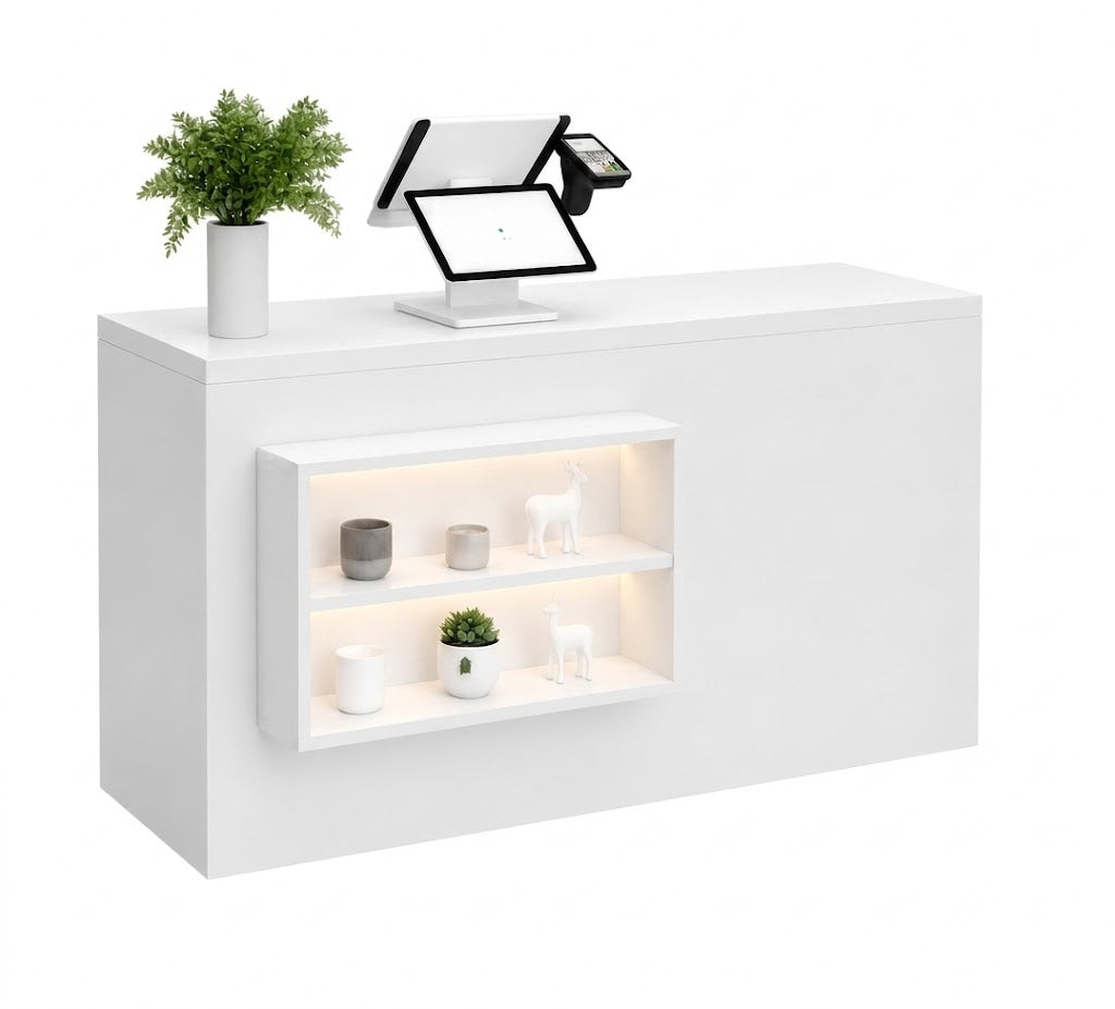 Reception Desk 31–71 in Wide with File Drawers, Transaction Counter & for Salon & Spa