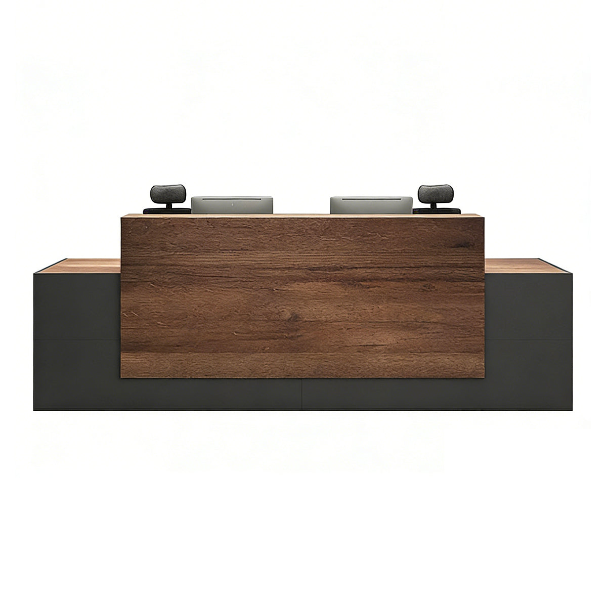 Modern Industrial Two-Tone Front Desk for Corporate Lobbies & Office