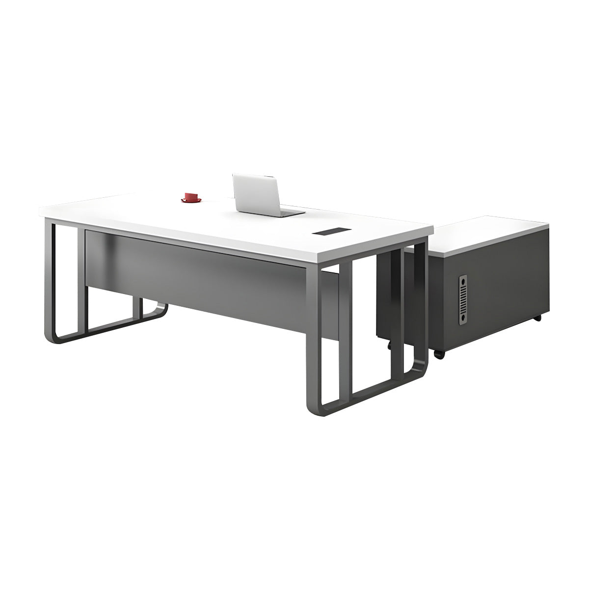 Executive Desk For Work Office Desk With side cabinet For PC With Vent Curtain Board with Wiring BOX（Sale Event）