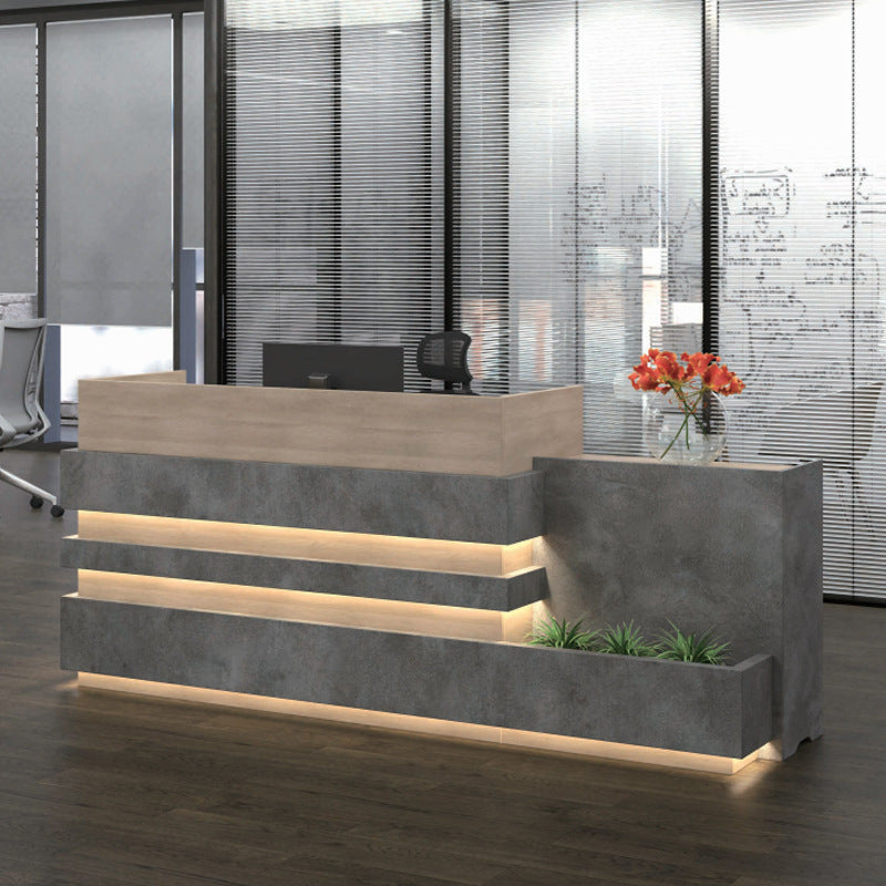 Industrial style office front desk with lights - Anzhap