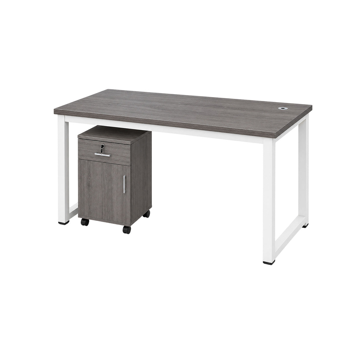 Modular Office Workstation Desk with Privacy Panels, Cable Grommets and Storage