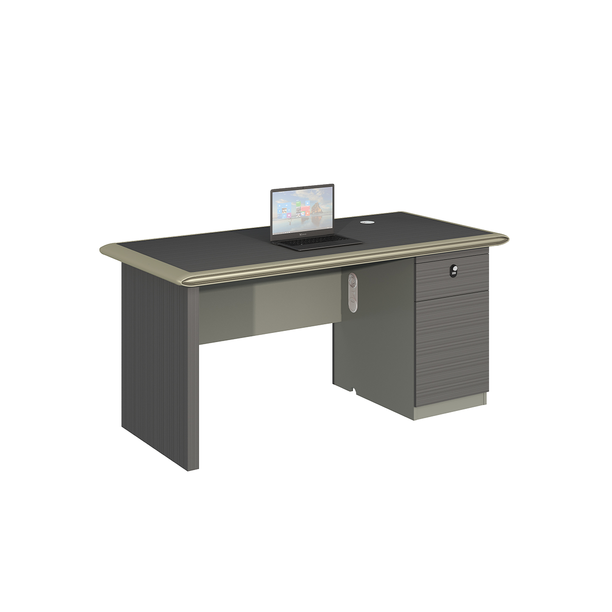 Minimalist Executive Desk with Striped Pattern Finish