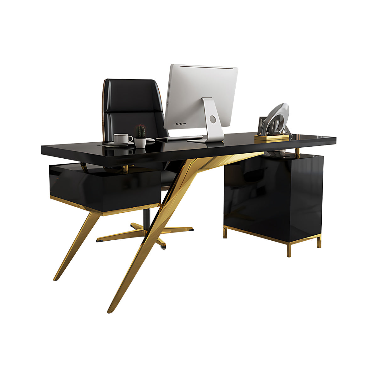 Minimalist Luxury Rectangular Executive Desk with Unique Leg Design