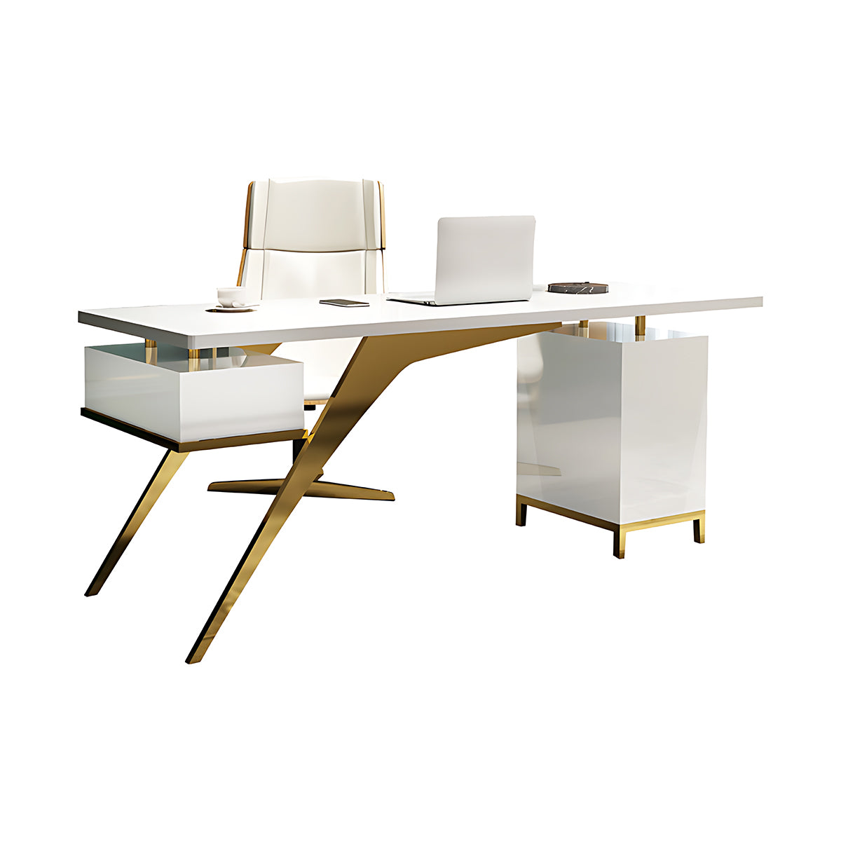 Minimalist Luxury Rectangular Executive Desk with Unique Leg Design