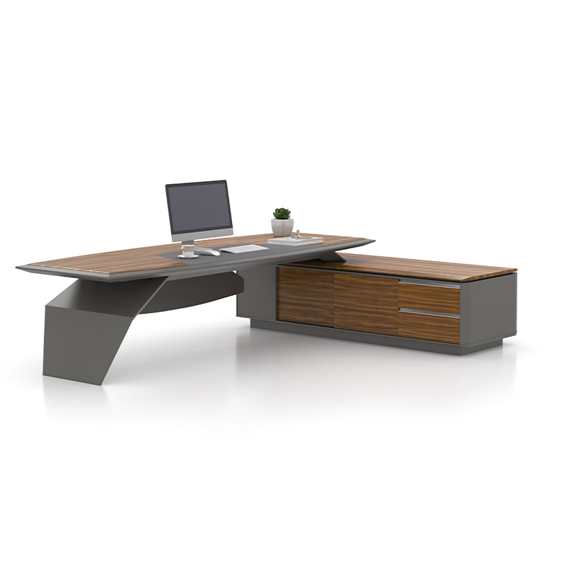 Modern Office Executive Desk with Side Cabinet