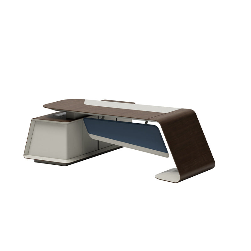 Modern Minimalist Executive Desk Filing Cabinet Set