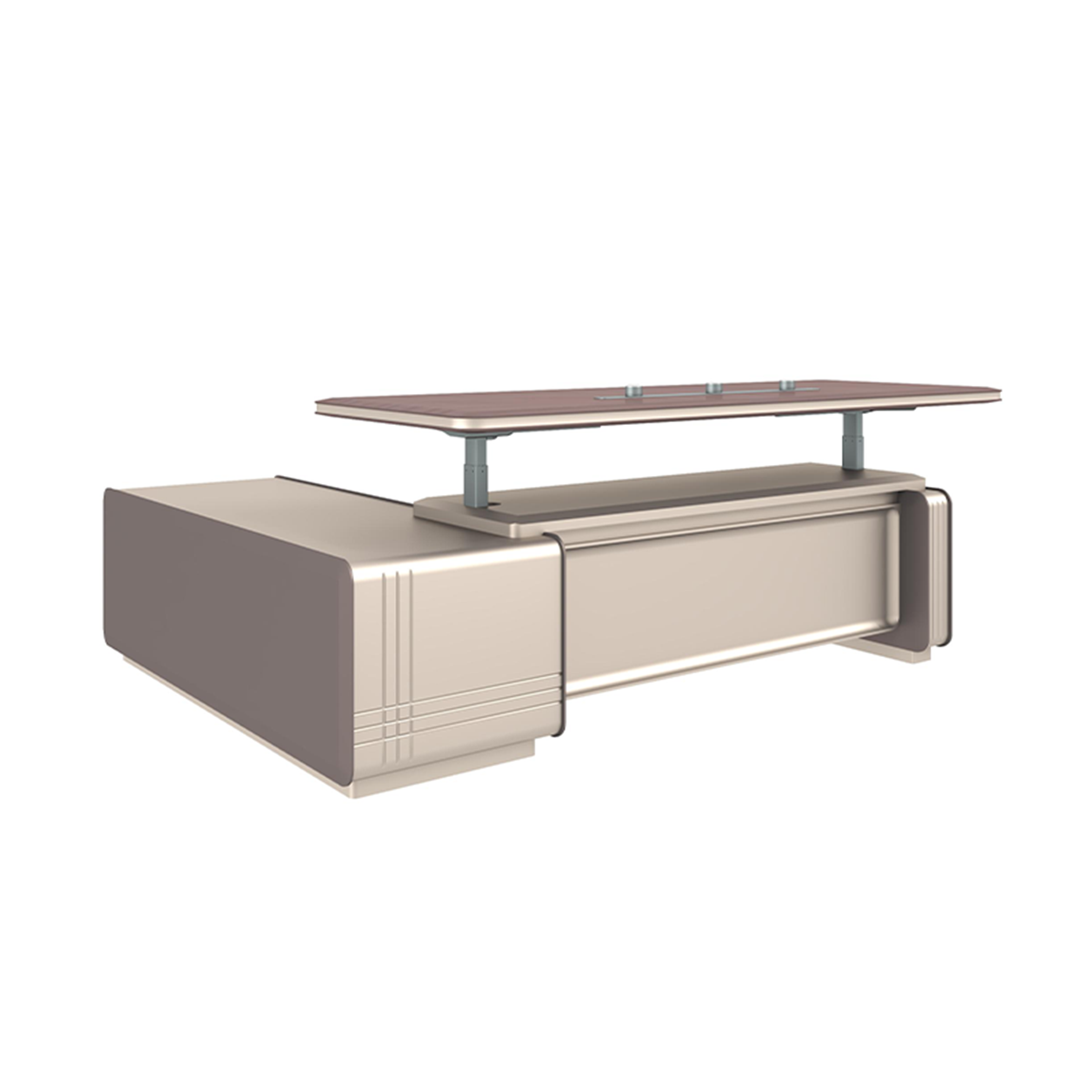 Premium L-shaped Executive Desk with Adjustable Height Desktop