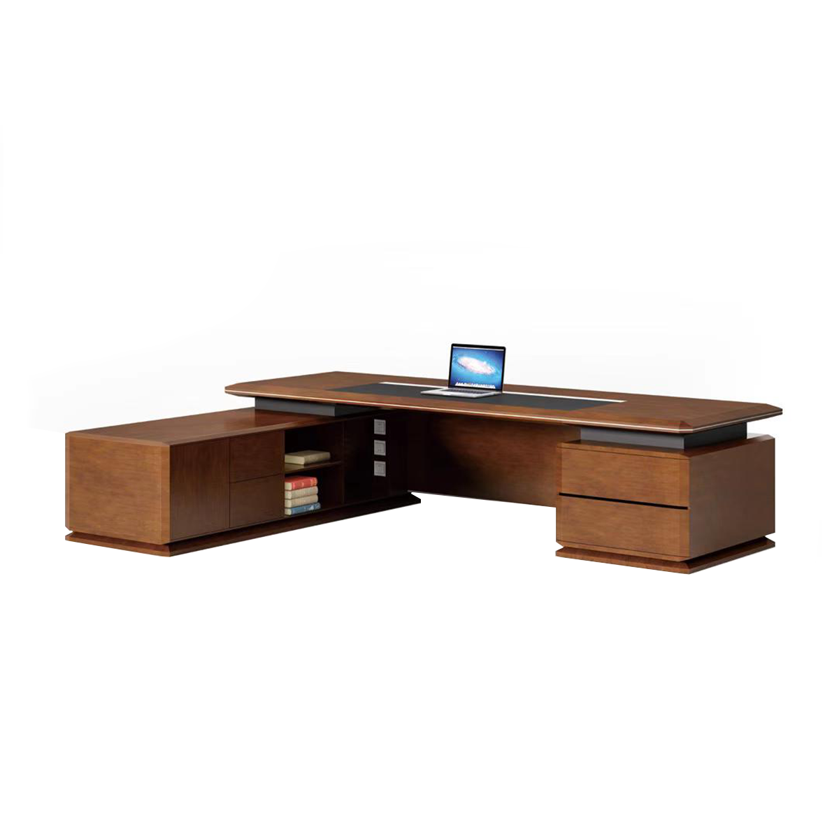 High-Quality Walnut Executive Desk with Spacious Rectangular Desktop