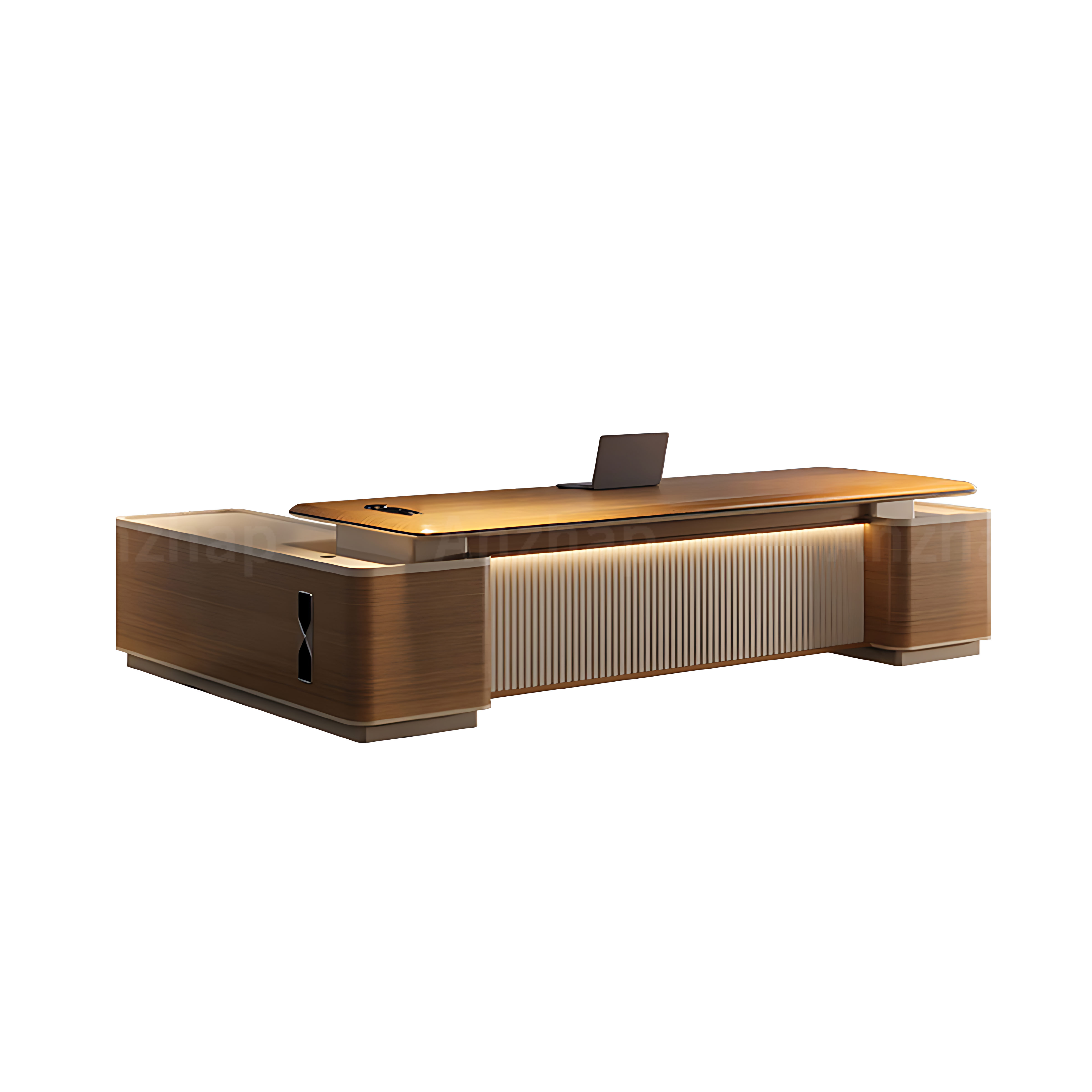 L-Shaped Executive Desk with Premium Grommet Box and Scratch-Resistant Thick Surface