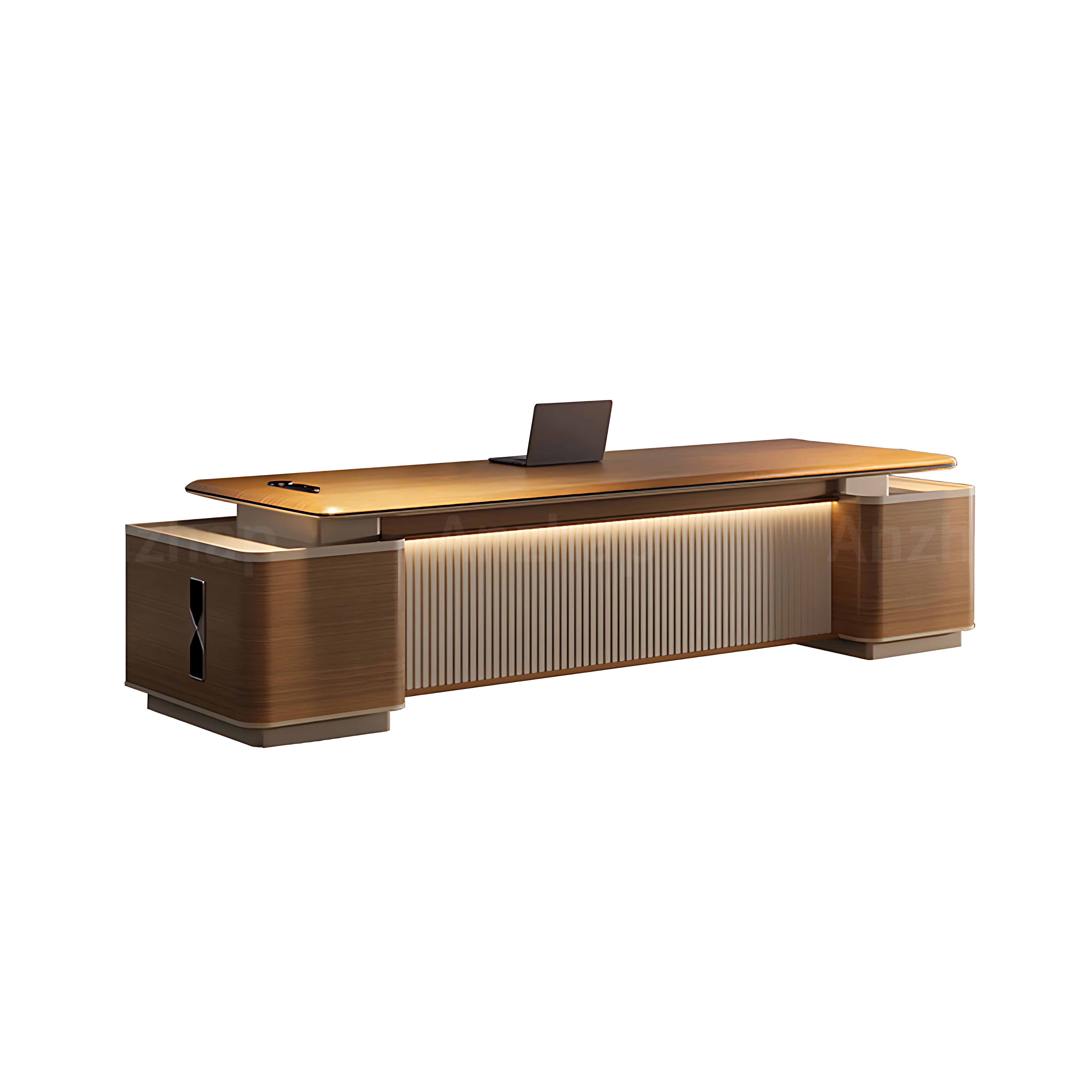 L-Shaped Executive Desk with Premium Grommet Box and Scratch-Resistant Thick Surface