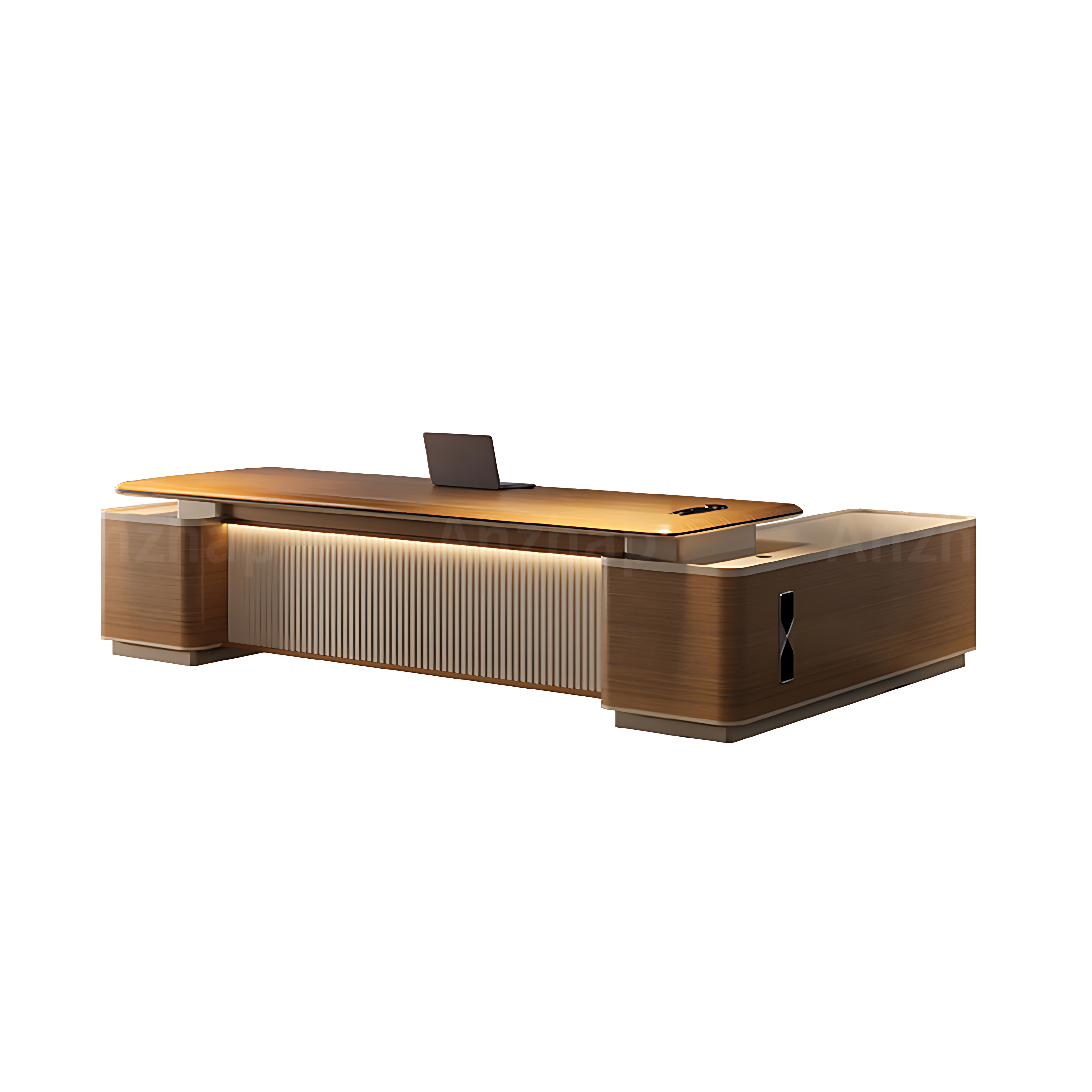 L-Shaped Executive Desk with Premium Grommet Box and Scratch-Resistant Thick Surface