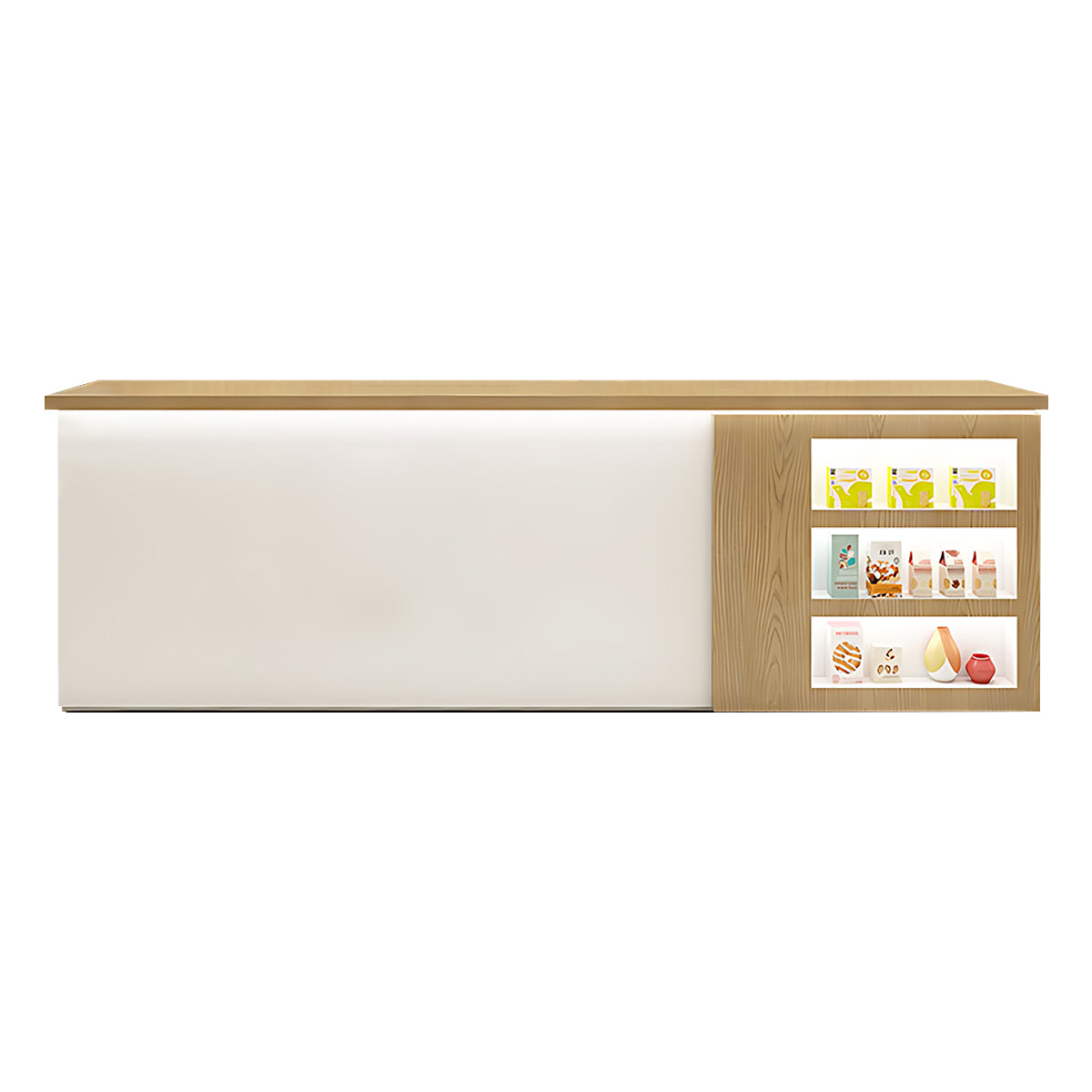 Contemporary Chic Space-Saving Reception Desk with Display Shelf Design