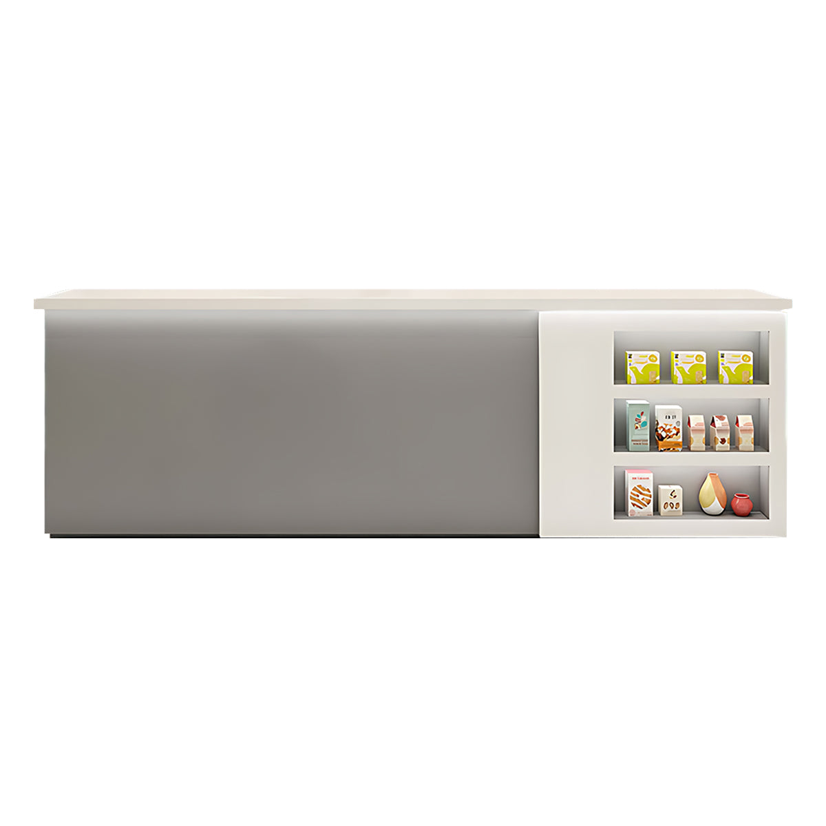 Contemporary Chic Space-Saving Reception Desk with Display Shelf Design