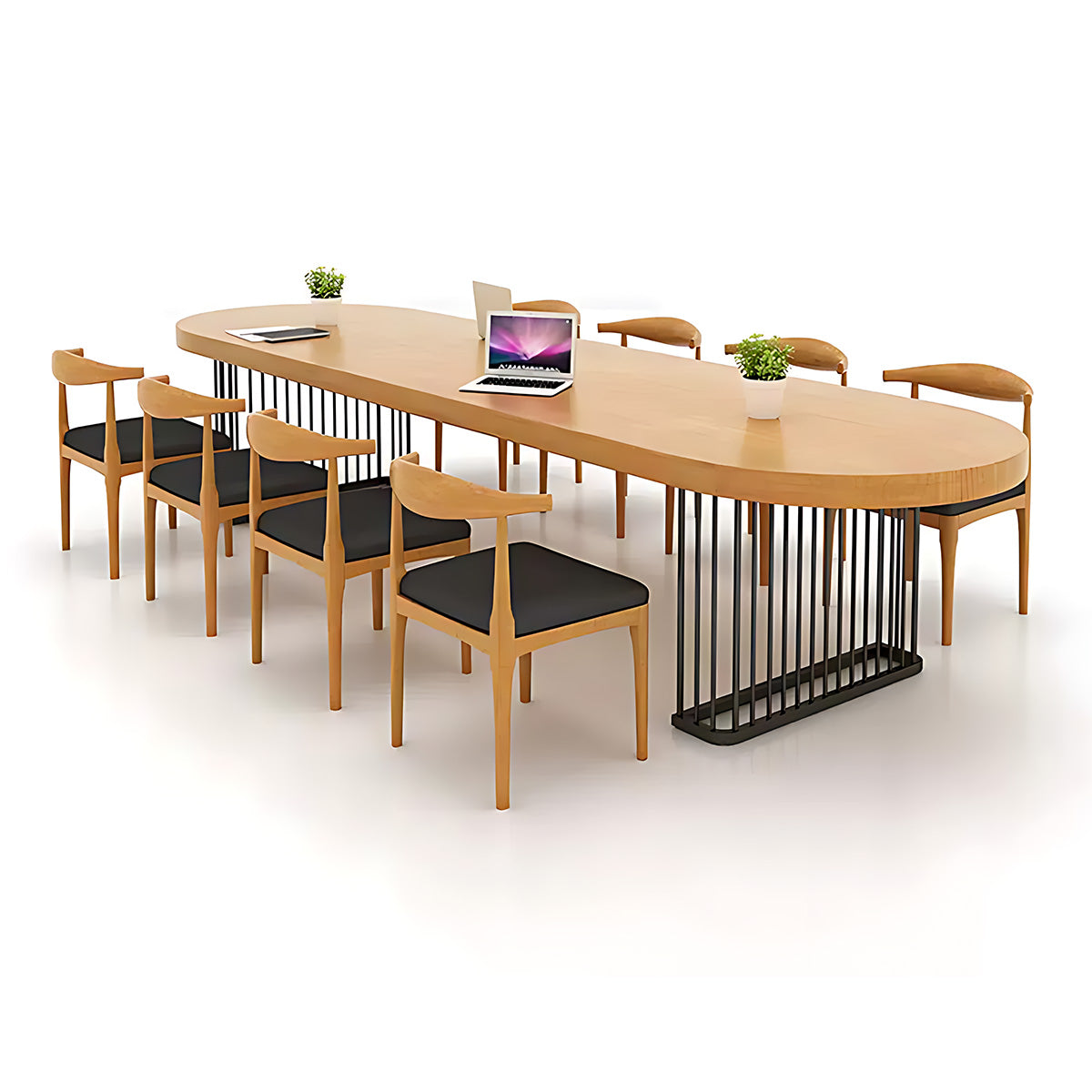 Oval Solid Wood Conference Table Simple Modern Log Long Table