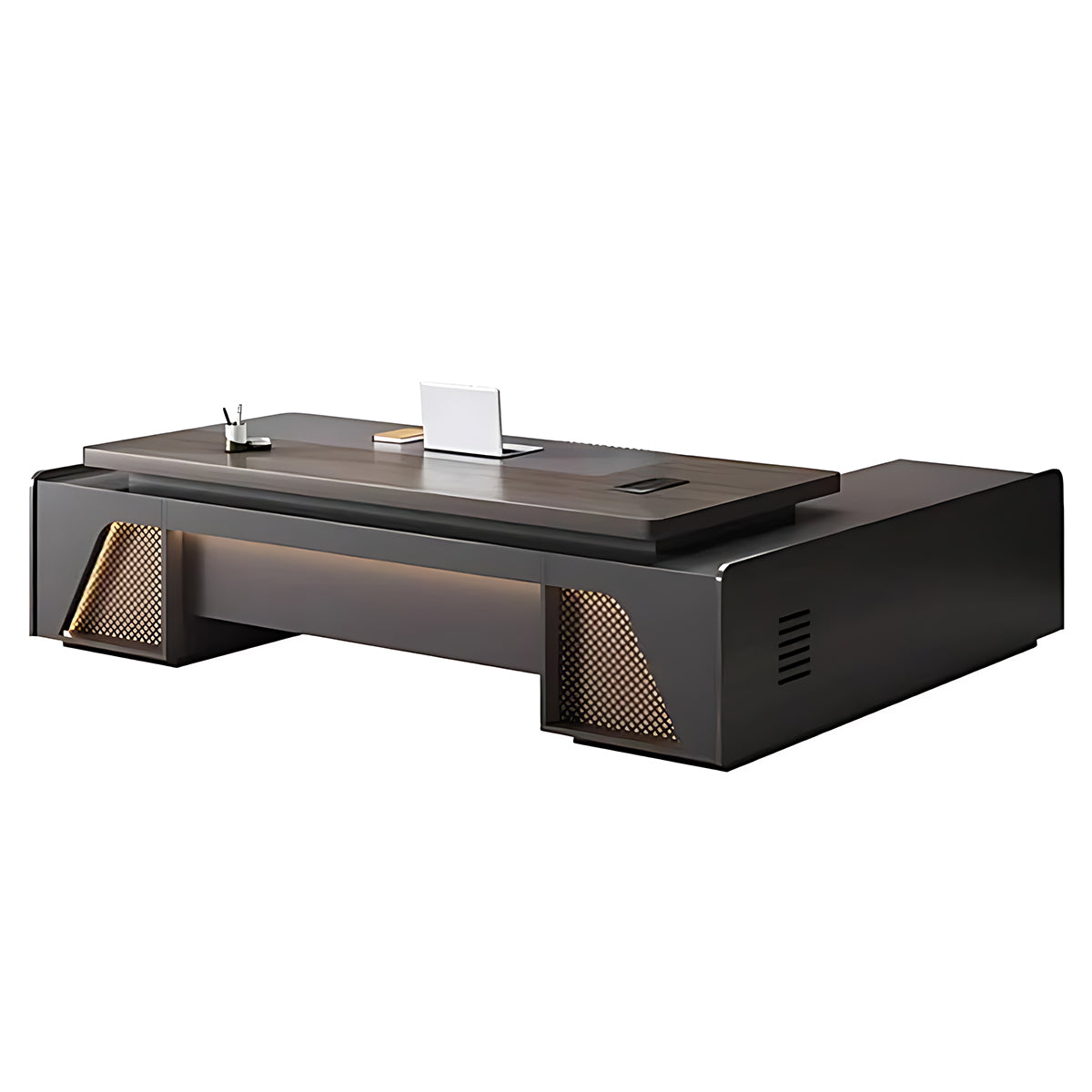 Minimalist Heavy-Duty L-Shaped Executive Desk with Practical Large Side Cabinet Design